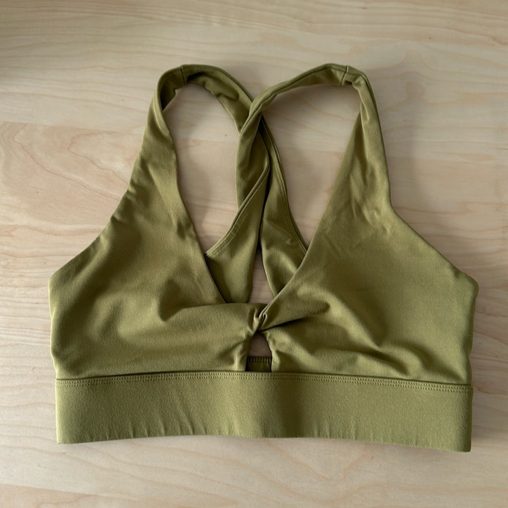 Fabletics sports bra, olive